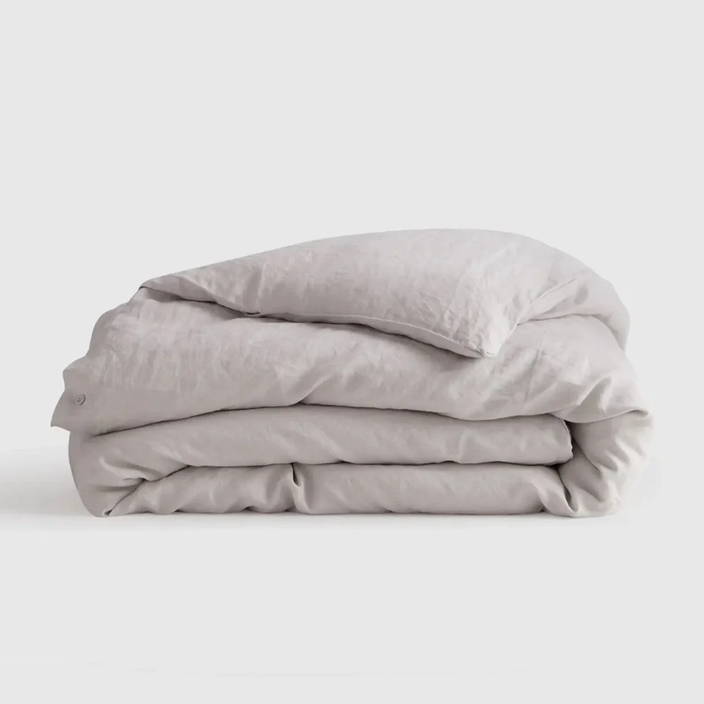 NWT Quince European Linen Queen Duvet Cover in Light Grey